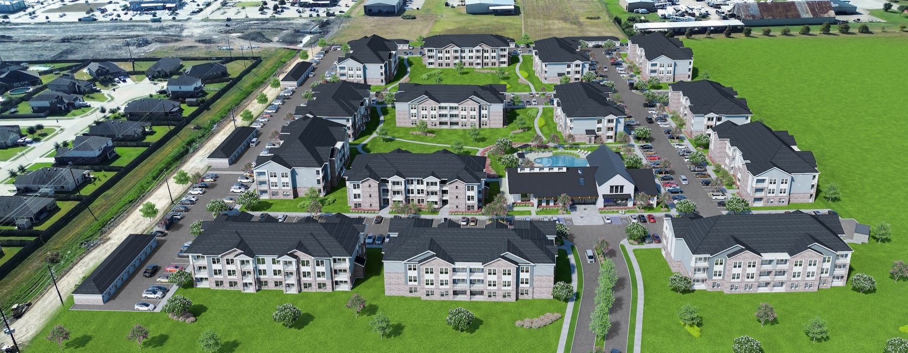 an aerial view of a neighborhood