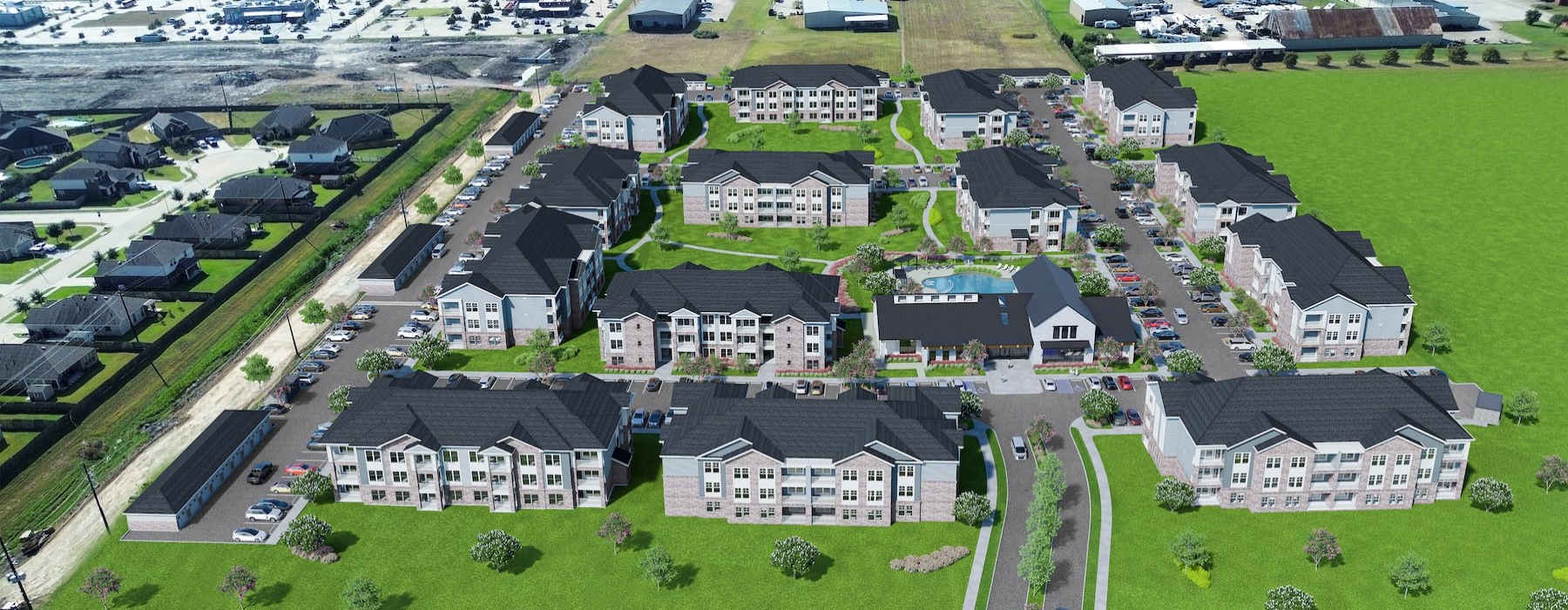 an aerial view of a neighborhood