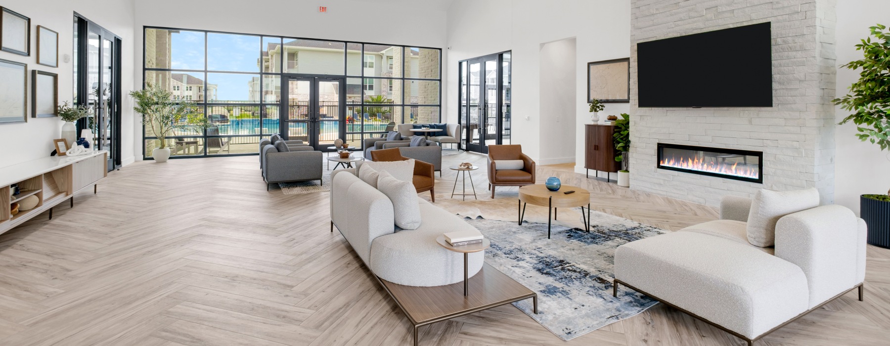 Contemporary apartment clubroom at Brickyard at Barbers Hill