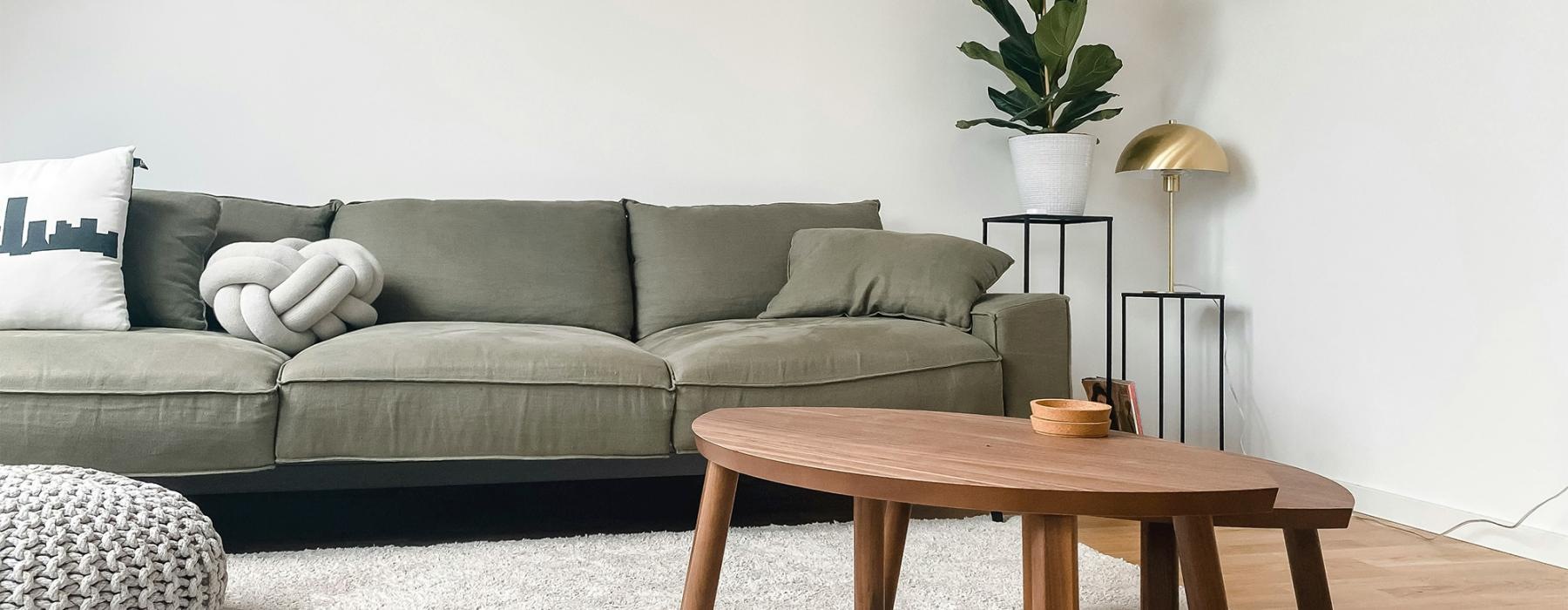 a living room with a couch and a coffee table