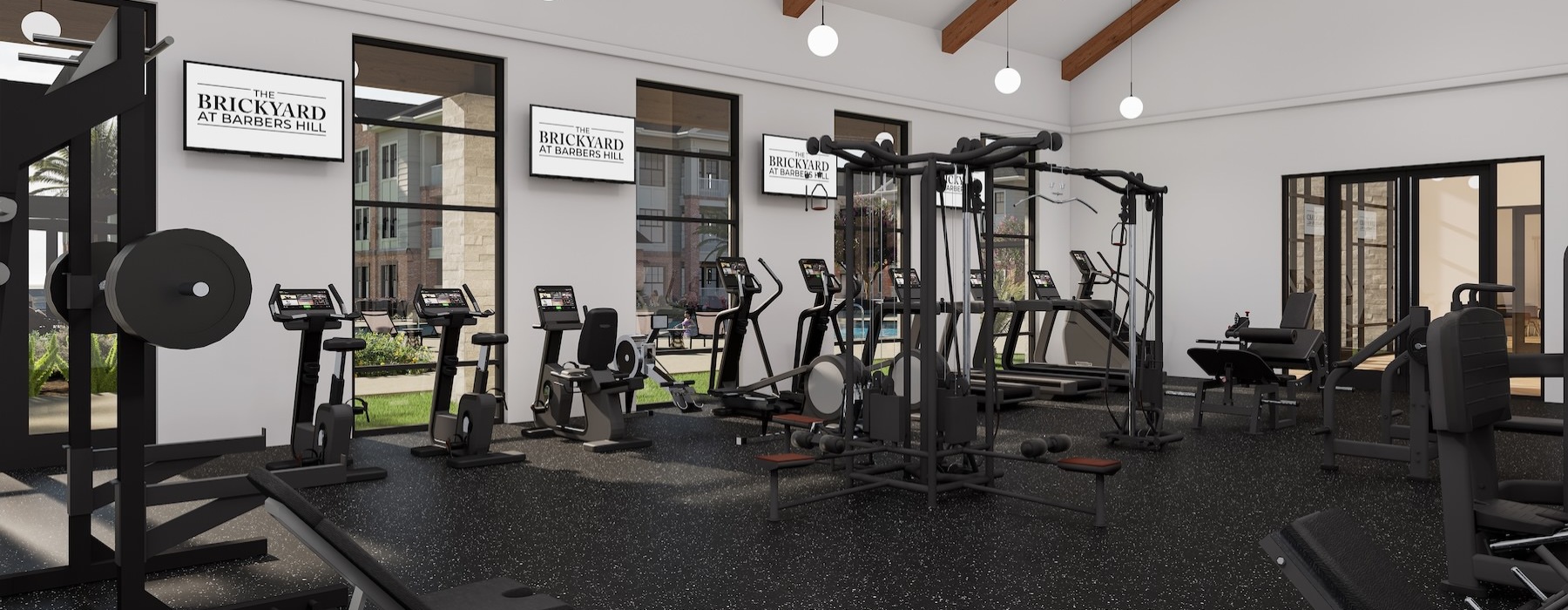 a gym with exercise equipment